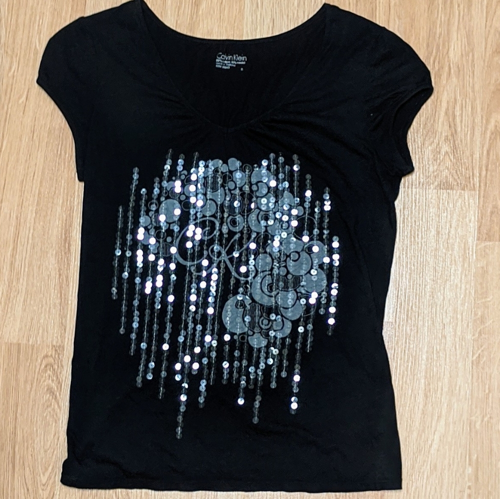 Vintage Calvin Klein CK Sequin Tee Shirt